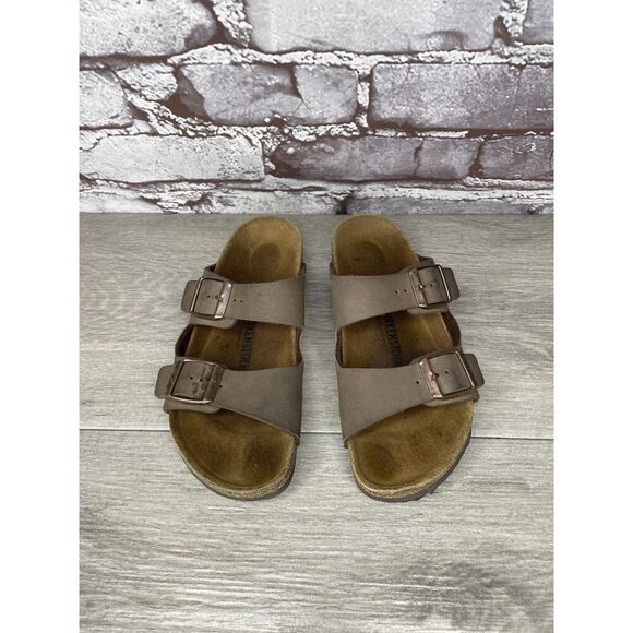 Birkenstock Arizona Mocha Brown Copper 2 Strap Slide Sandals Kids Sz 31EU/13M US - Picture 2 of 16